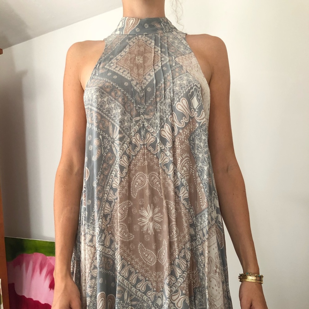 FREE PEOPLE tan printed dress